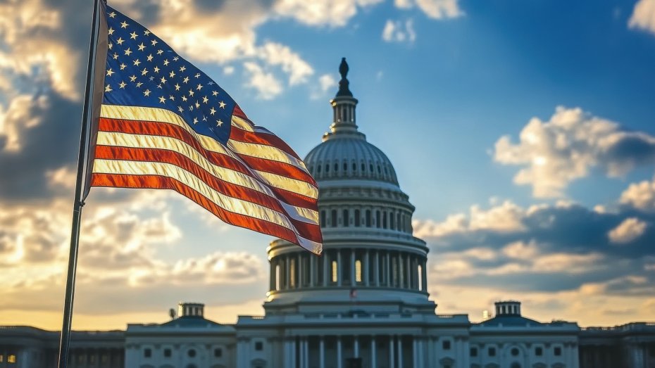 US-Flagge vor dem Capitol